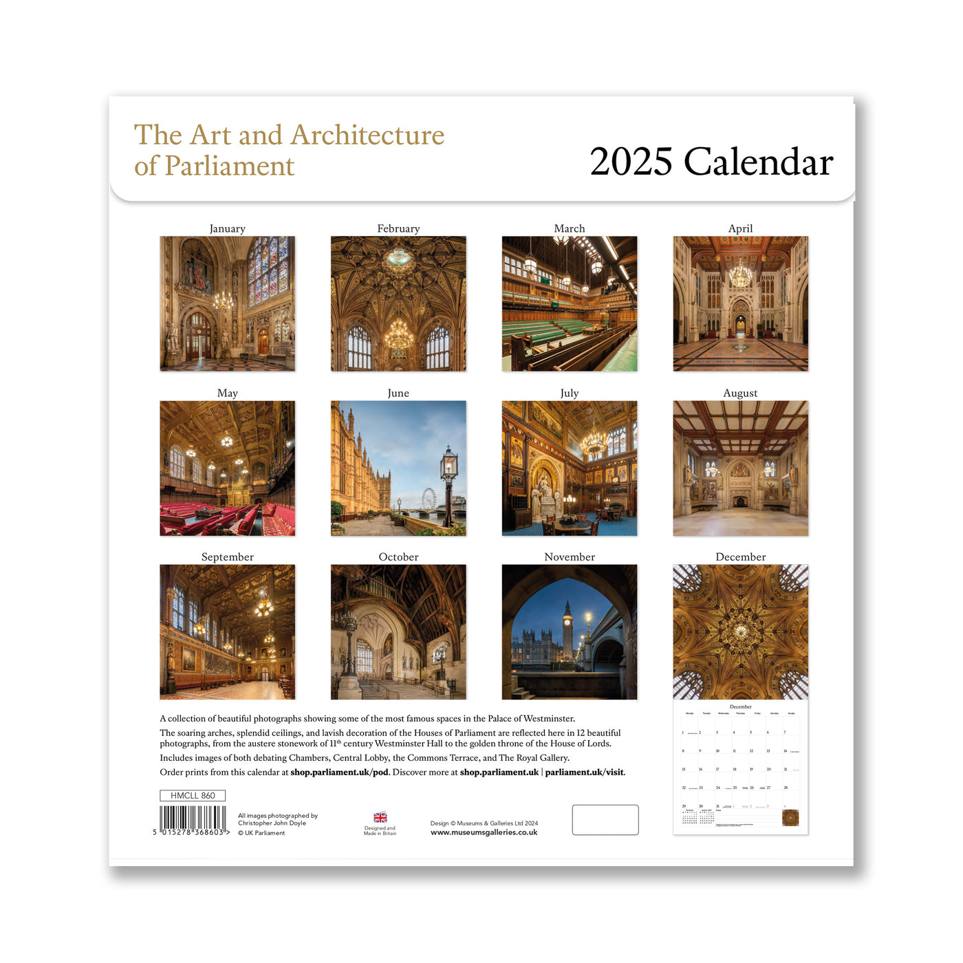 The Art and Architecture of Parliament 2025 Calendar Houses of