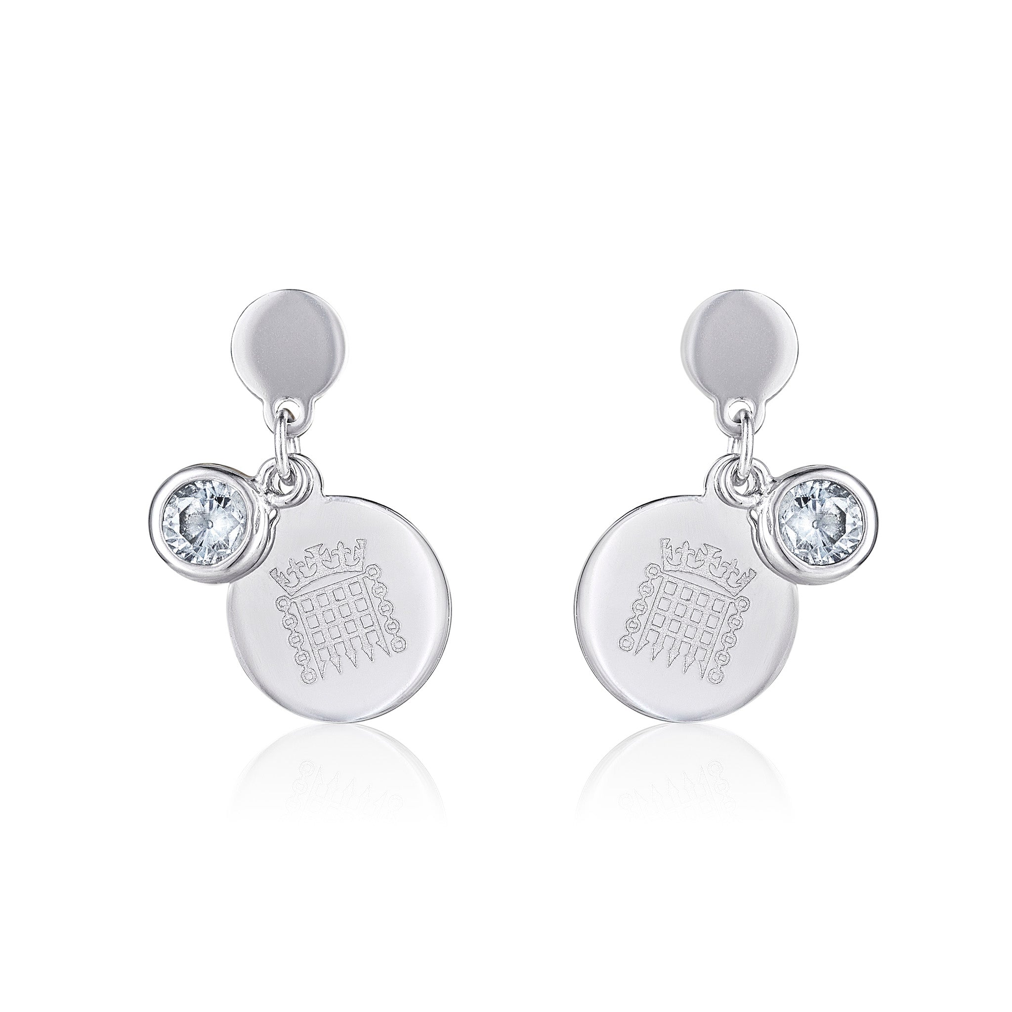 Silver and Cubic Zirconia Portcullis Earrings featured image