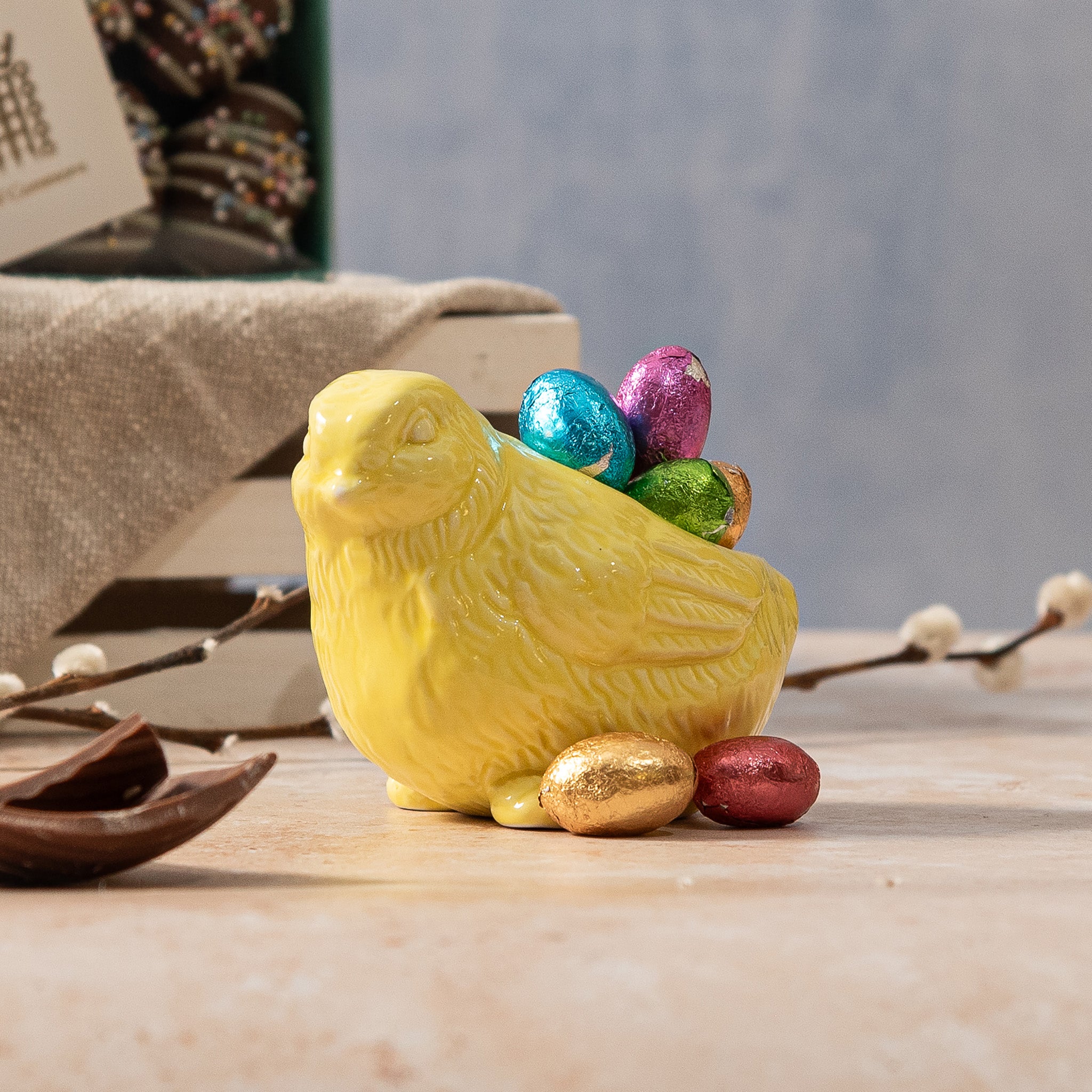 Easter Chick Egg Cup with Foiled Eggs