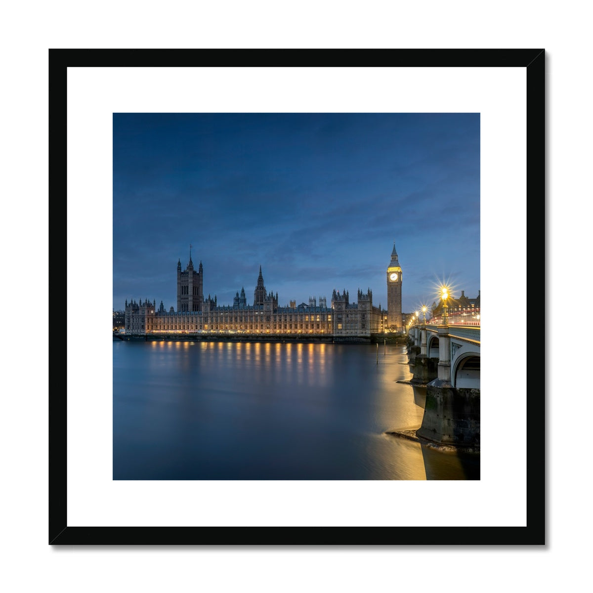 The Palace of Westminster at Night Framed & Mounted Print